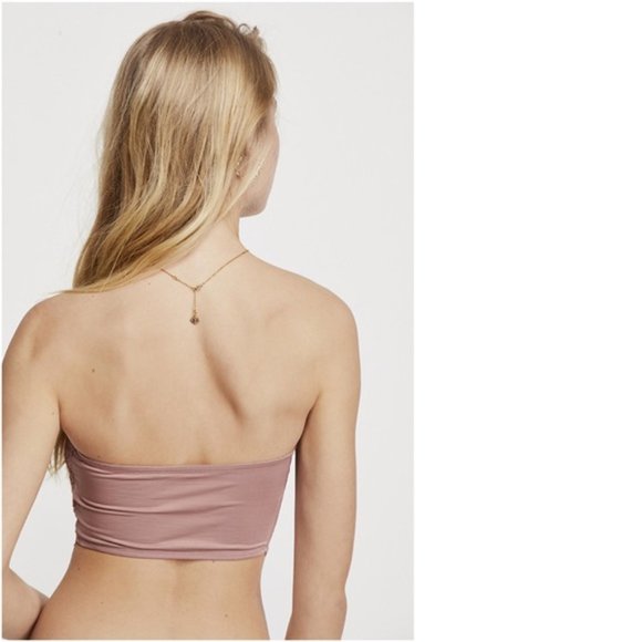 FREE PEOPLE Camila Bandeau Strapless Lace Bralette Blush Pink Nude Tan Bra XS - Picture 2 of 6